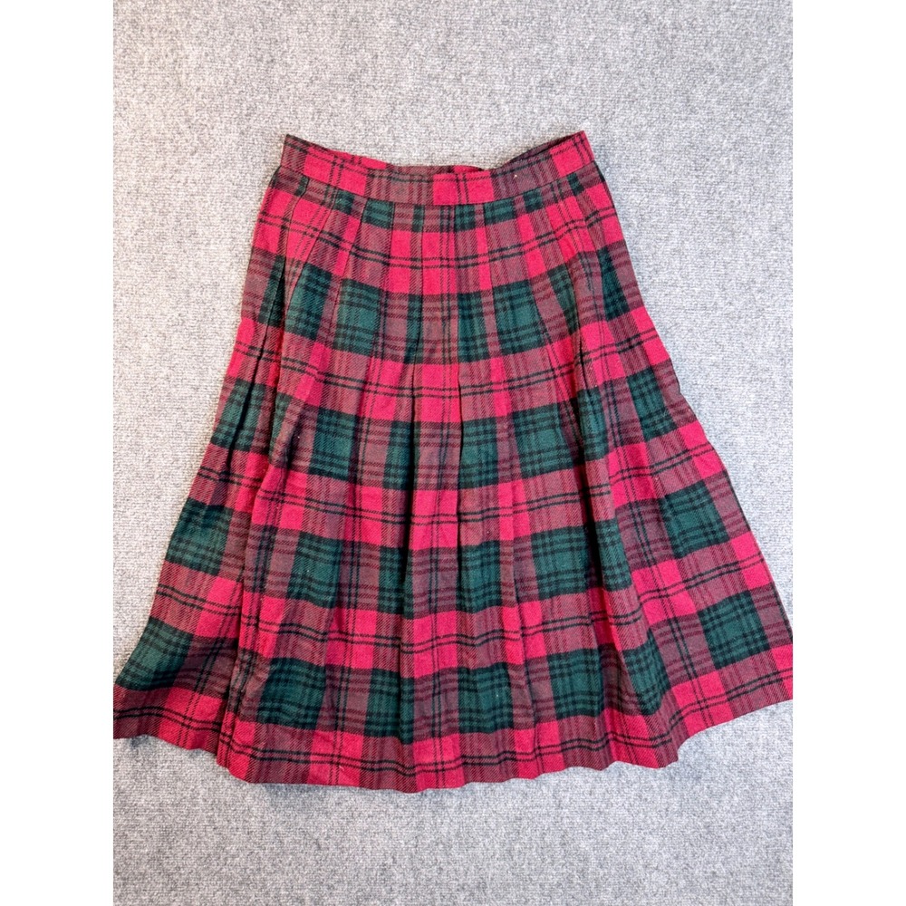 Vintage Summit Sportwear Wool Plaid Wrap Skirt Size 14 Red Green Kilt Greece Y2K - Picture 10 of 12